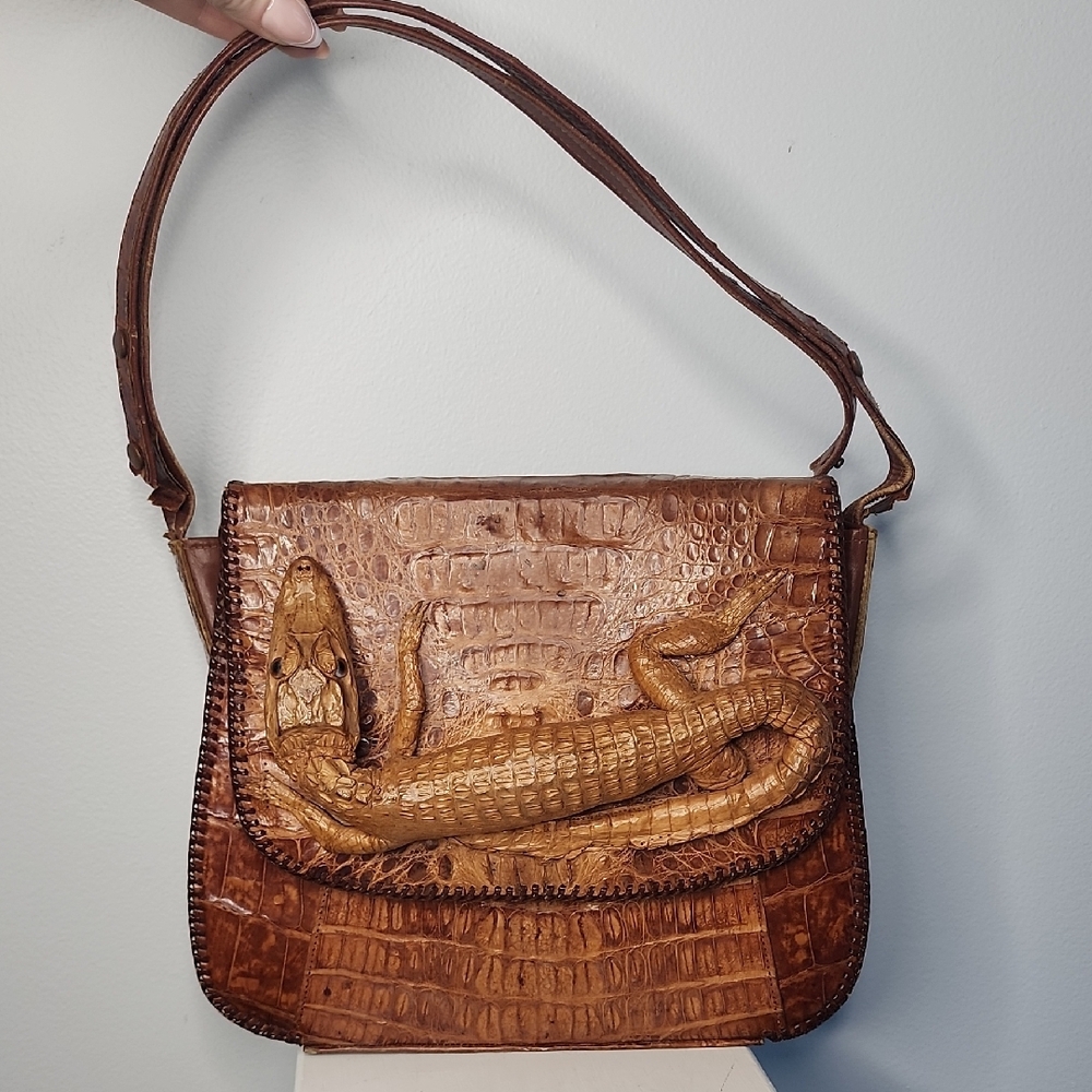 Baby Alligator Shoulder Bag Purse - Picture 2 of 15